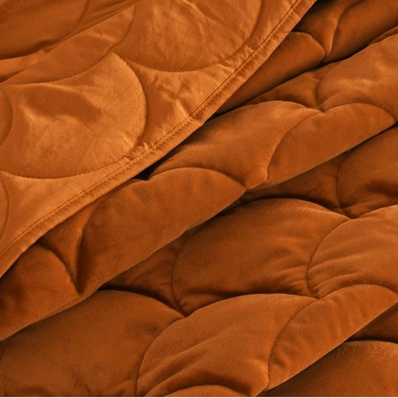 Bedding New Velvet Quilt Set King Size Caramel Gold Comforter Set 3